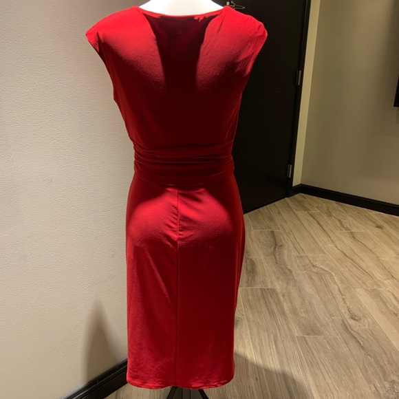 Ralph Lauren red sleeveless wrap look dress - Picture 3 of 3